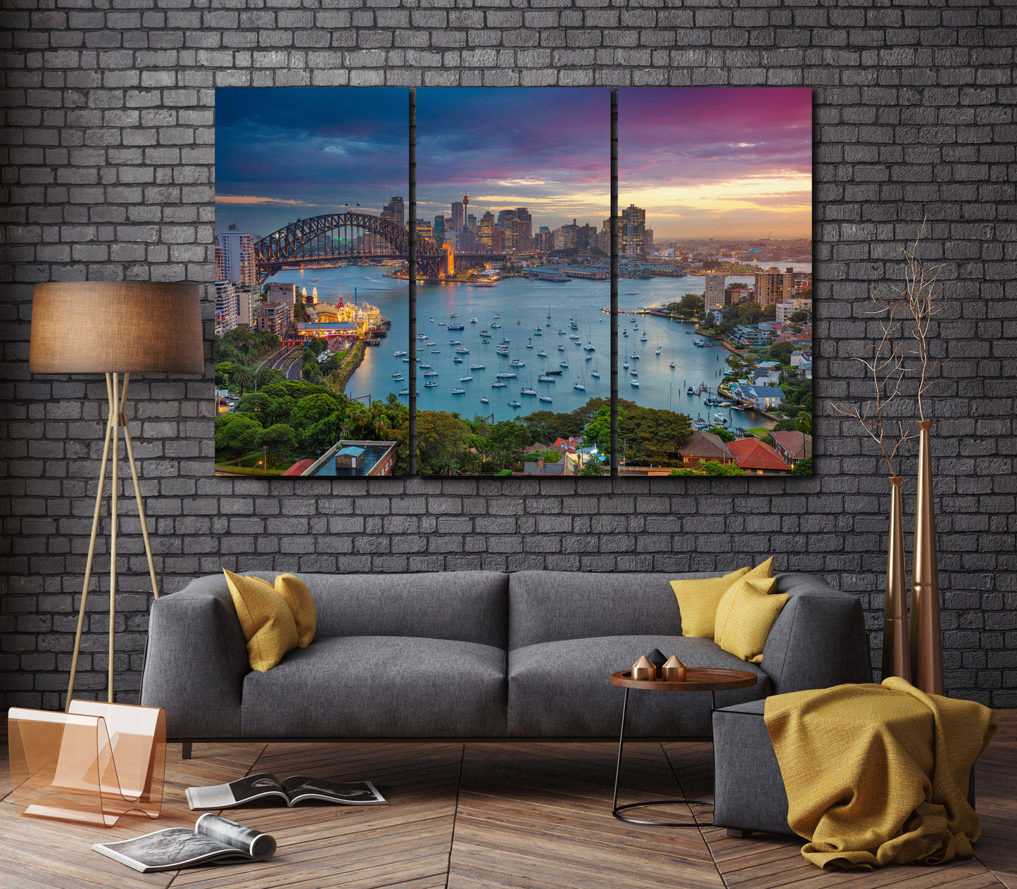 Sydney Harbour Canvas Eco Leather Print, Made in Italy!