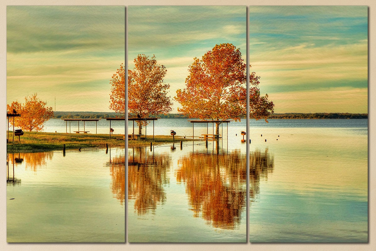 Lake Waco Texas Canvas Eco Leather Print, Made in Italy!