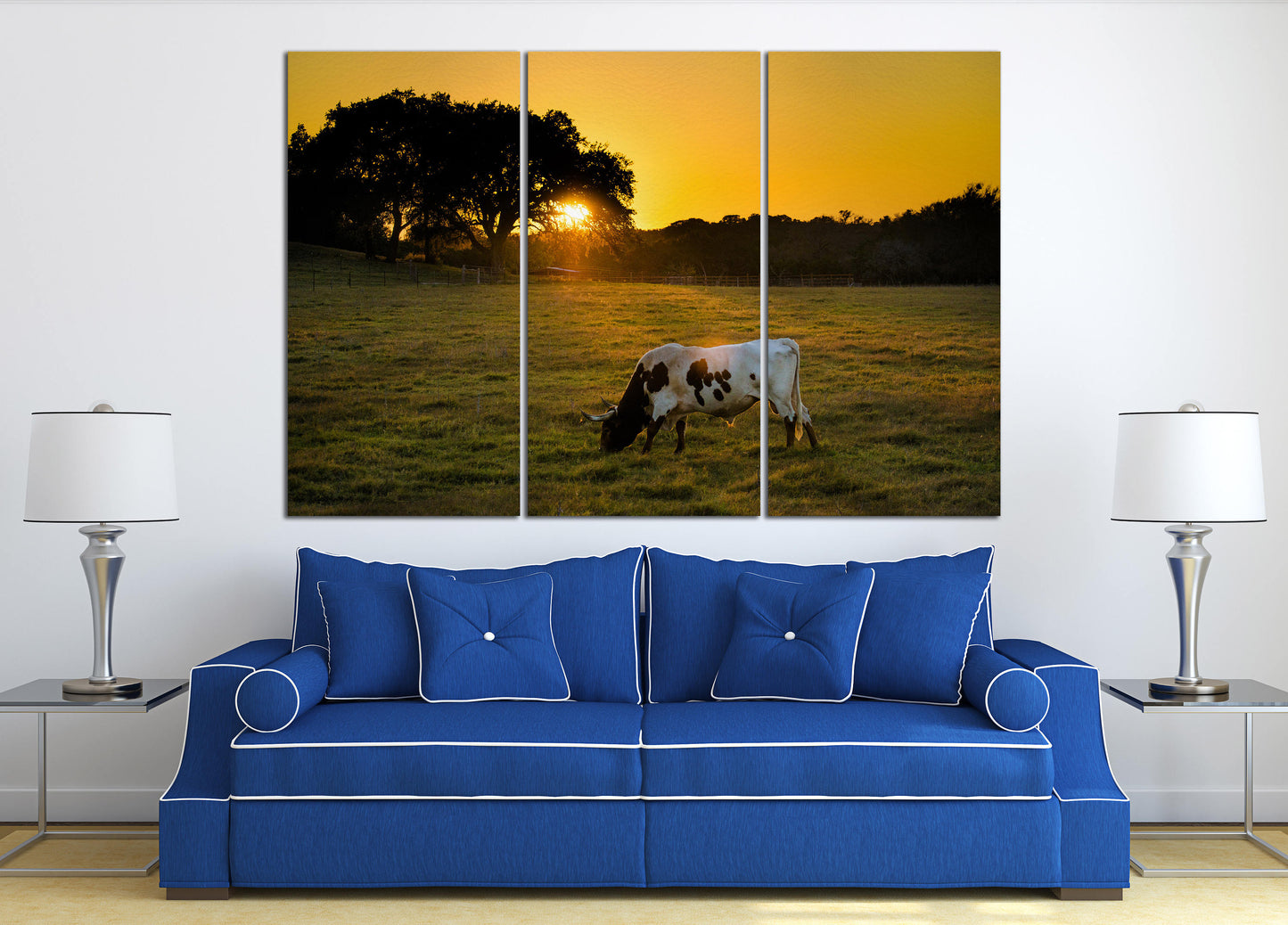 Texas Longhorn Cow wall art canvas print