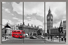 Load image into Gallery viewer, London Black and White Big Ben and Red Bus canvas wall decor