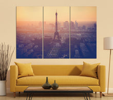 Load image into Gallery viewer, 3 Panel Tour Eiffel Vintage Filter Framed Canvas Leather Print
