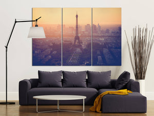 3 Panel Tour Eiffel Vintage Filter Framed Canvas Leather Print