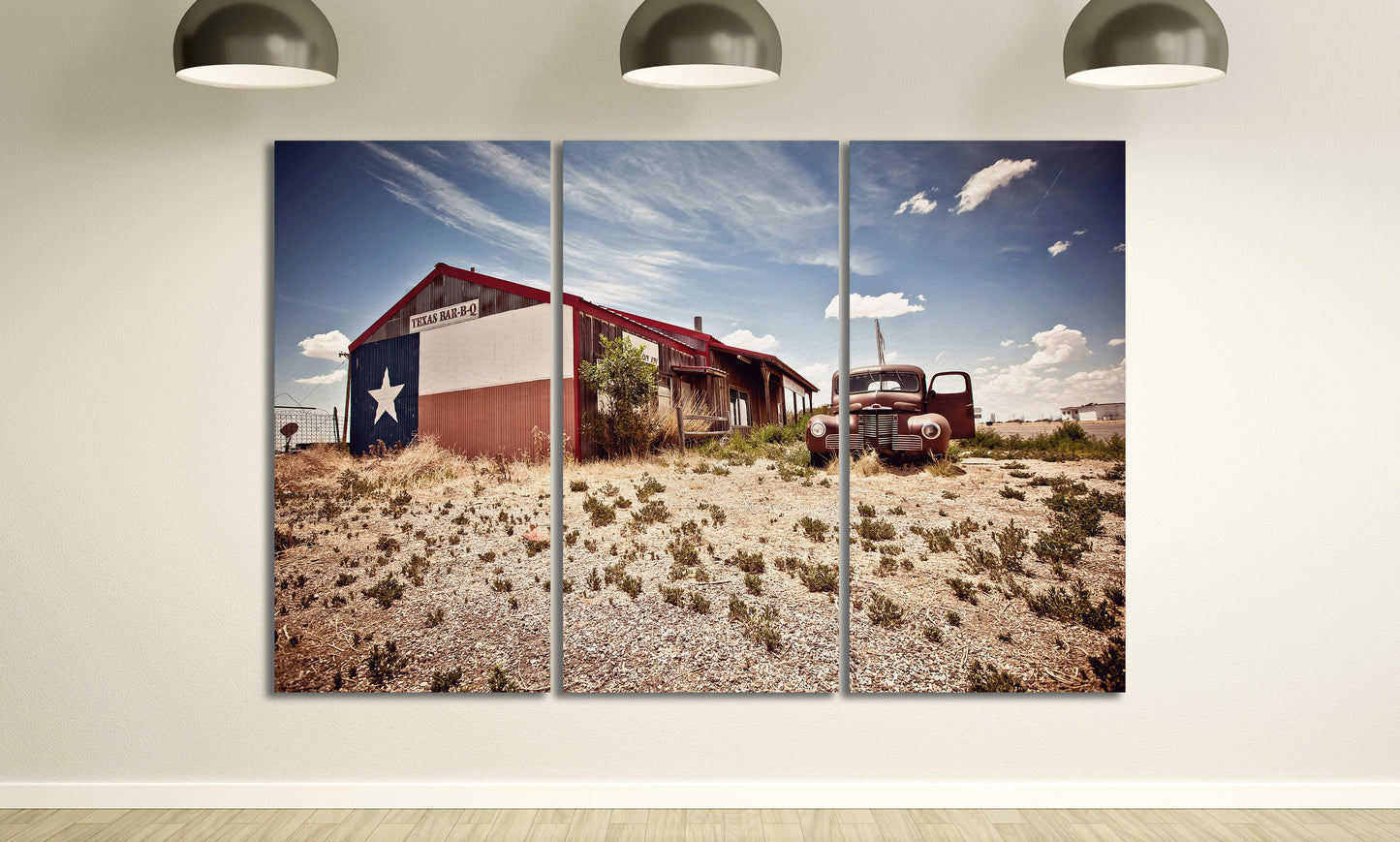 Abandoned Texas Bar-B-Q Restaurant on Route 66 Canvas Eco Leather Print, Made in Italy!