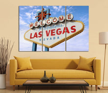 Charger l&#39;image dans la galerie, 3 Panel Welcome to Fabulous Las Vegas Framed Canvas Leather Print