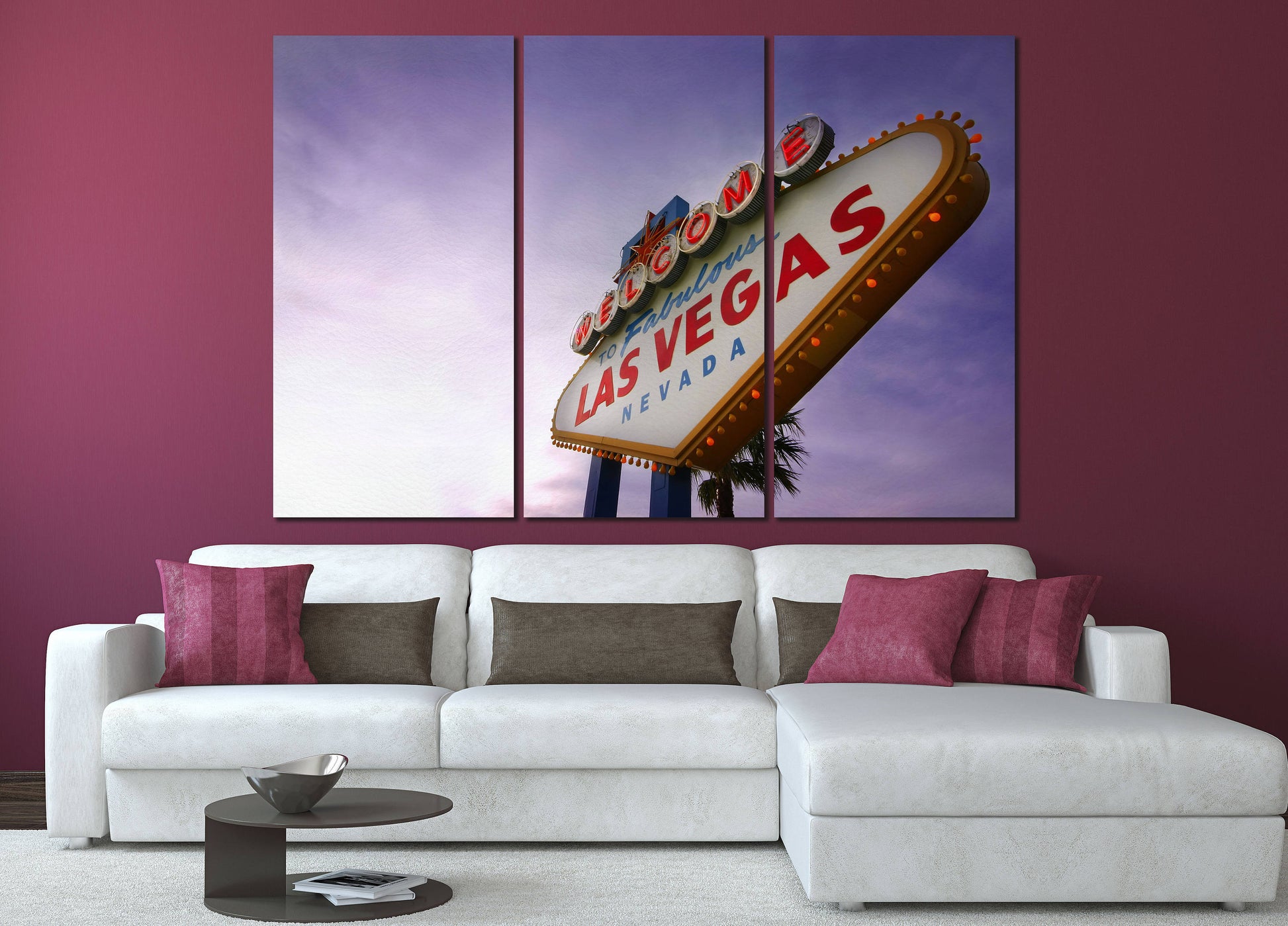 Welcome to Fabulous Las Vegas billboard wall art canvas print 3 panels