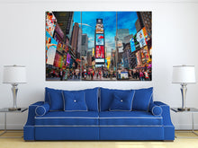 Load image into Gallery viewer, 3 Panel Times Square New York Framed Canvas Leather Print