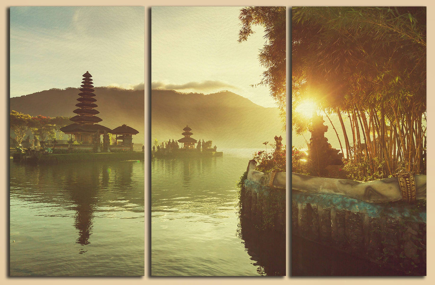 Pura Ulun Danu Bratan Temple Bali Indonesia Wall Decor Canvas 3 panels