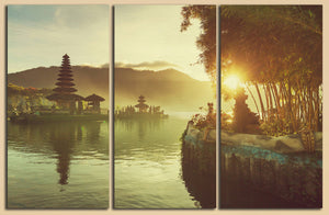 Pura Ulun Danu Bratan Temple Bali Indonesia Wall Decor Canvas 3 panels