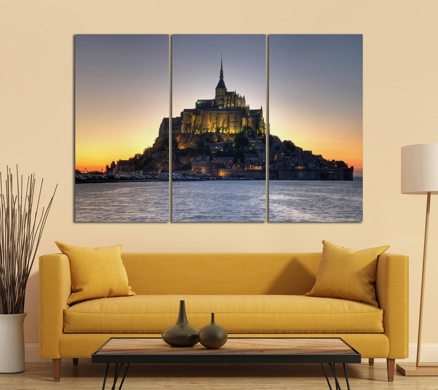 Mont Saint Michel Abbey, Normandy, France Canvas Eco Leather Print, Made in Italy!