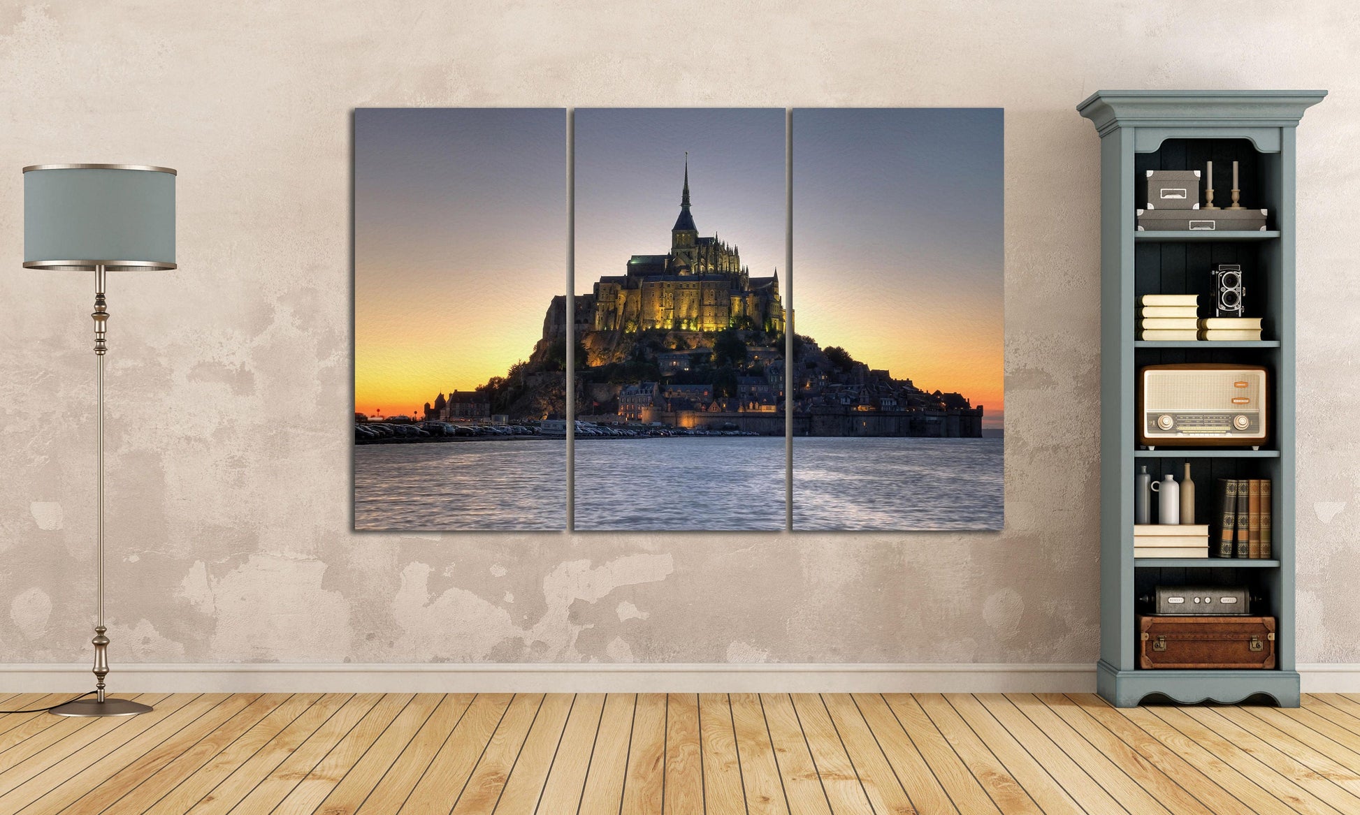 Mont Saint Michel Abbey, Normandy, France Canvas Eco Leather Print, Made in Italy!