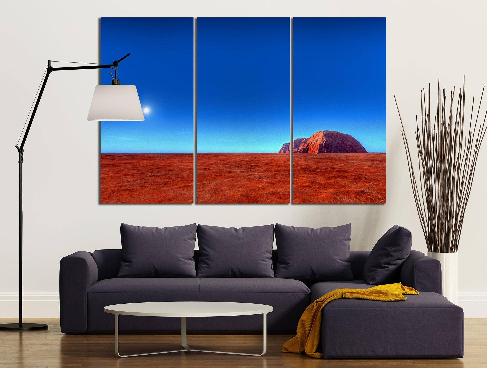 Uluru Ayers Rock Australia Canvas Eco Leather Print, Made in Italy!