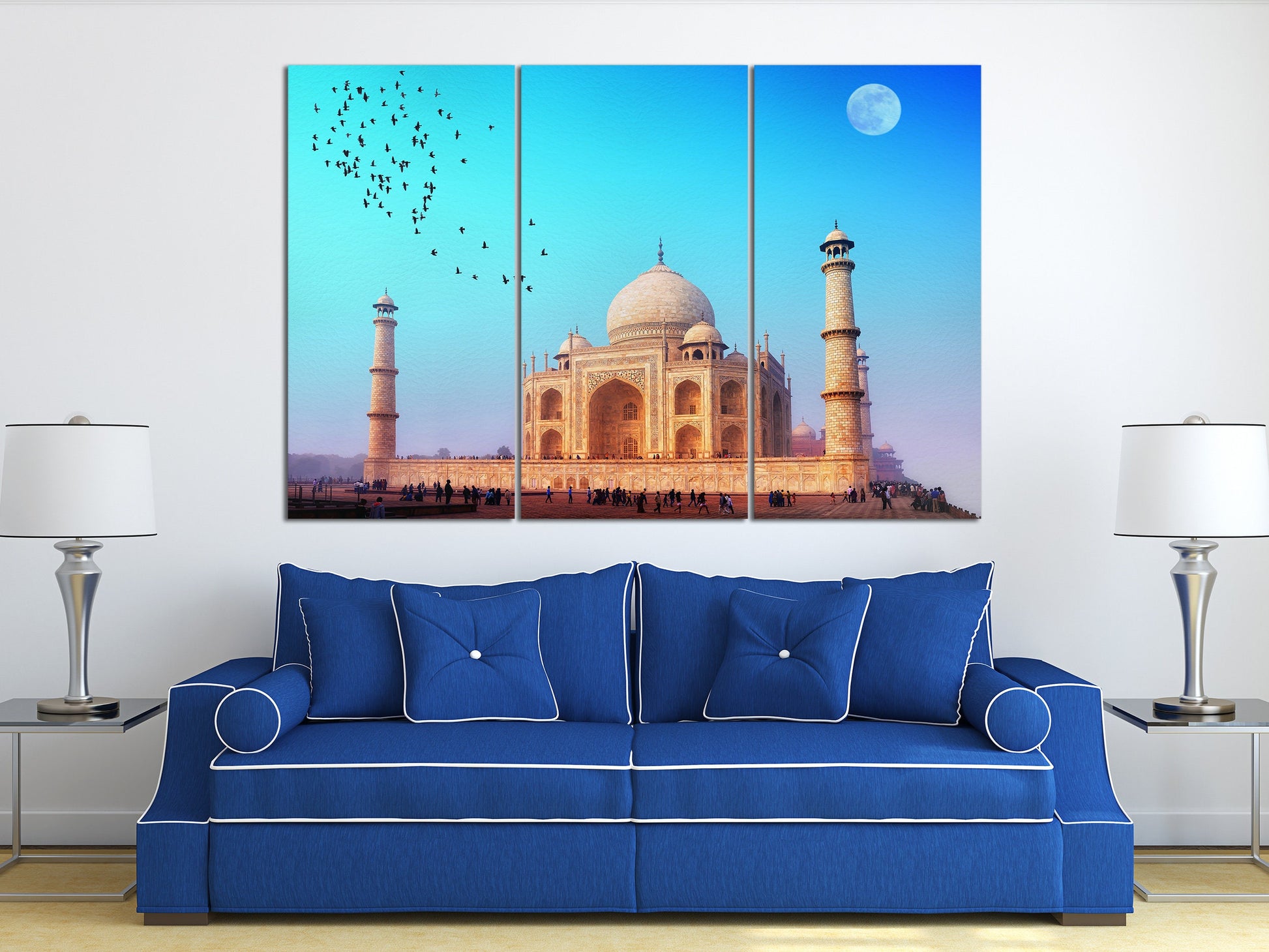 Taj Mahal India Canvas Eco Leather Print, Made in Italy!