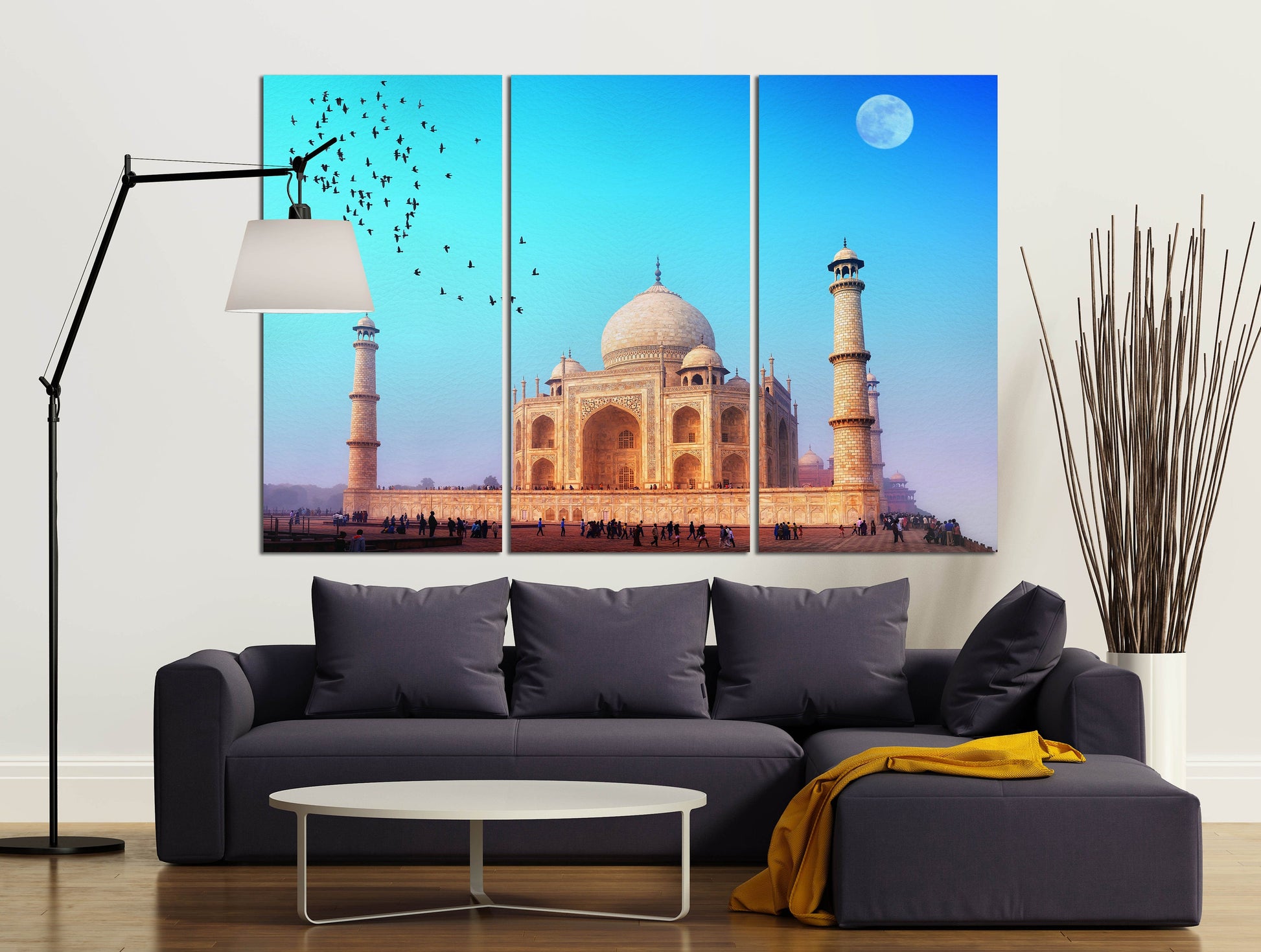 Taj Mahal India Canvas Eco Leather Print, Made in Italy!