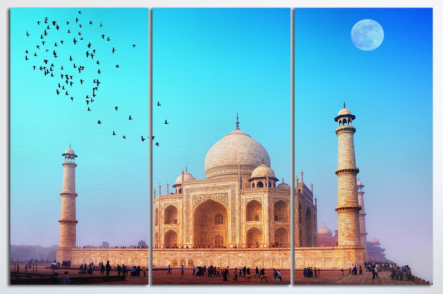 Taj Mahal India Canvas Eco Leather Print, Made in Italy!