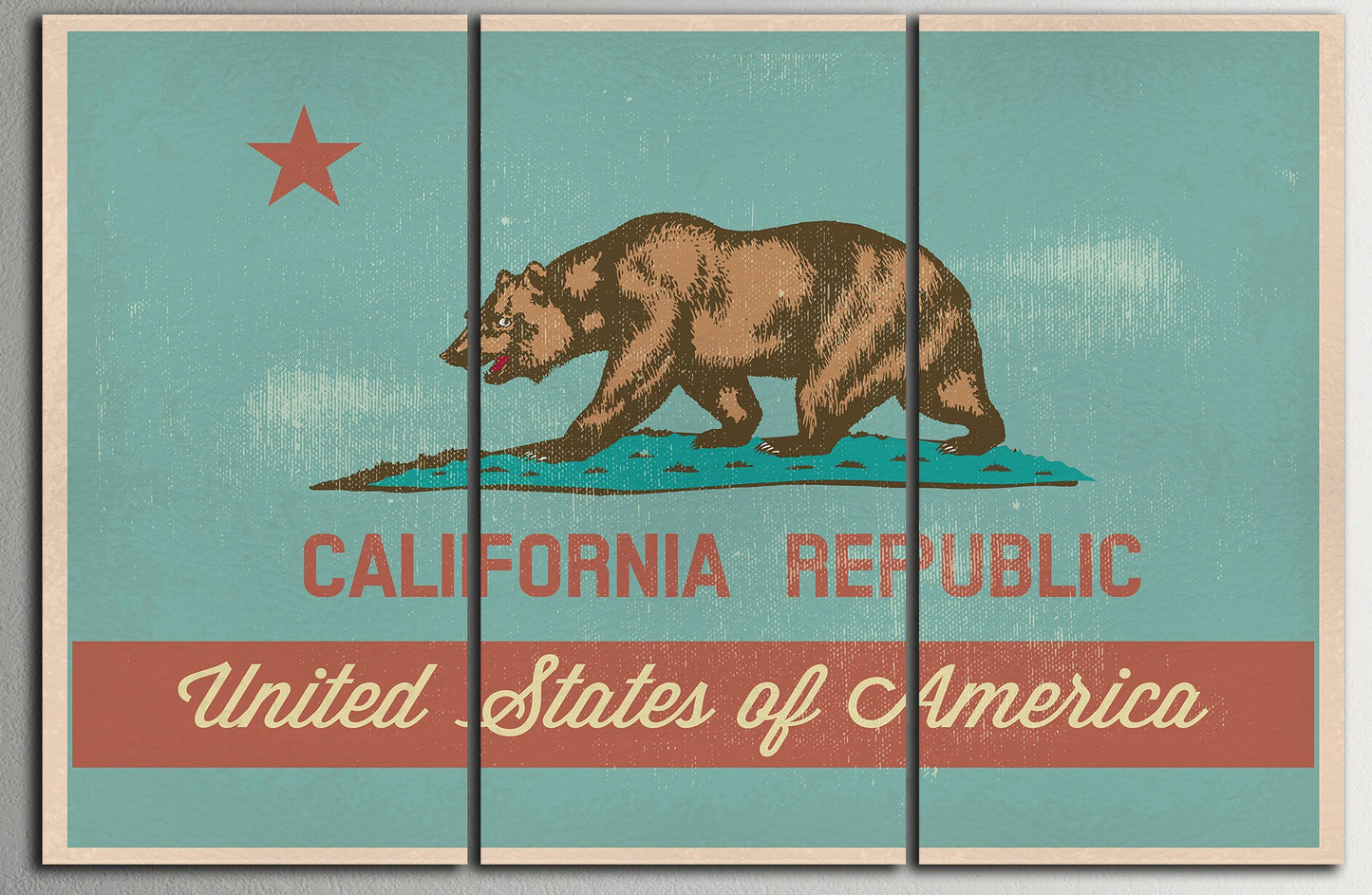 California Flag Artwork Framed Canvas Leather Print