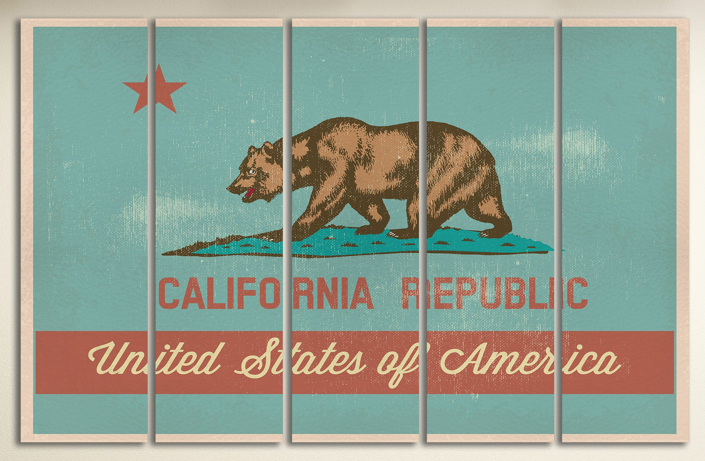 California Flag Artwork Framed Canvas Leather Print