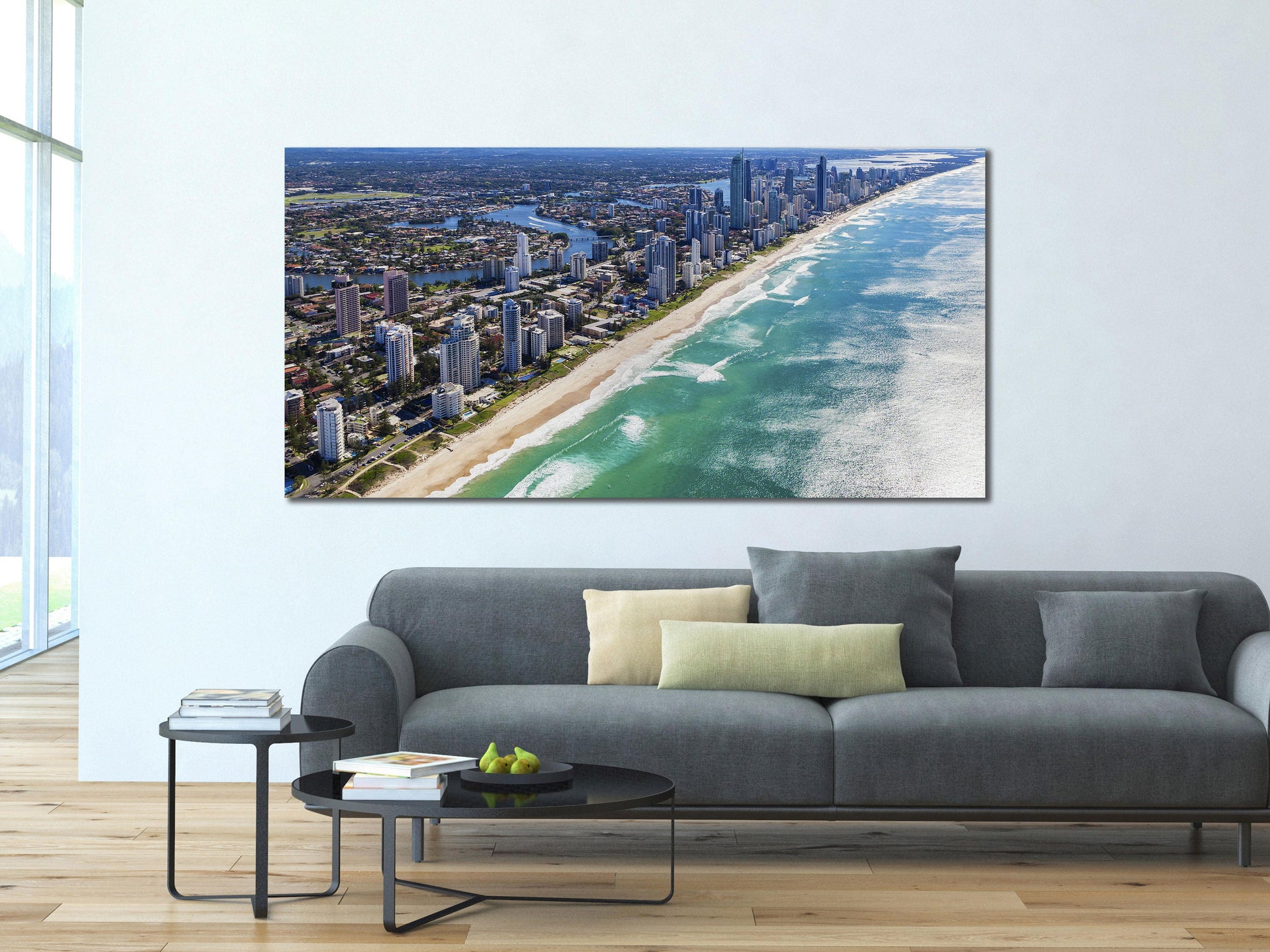 Gold Coast, Queensland, Australia Framed Canvas Leather Print