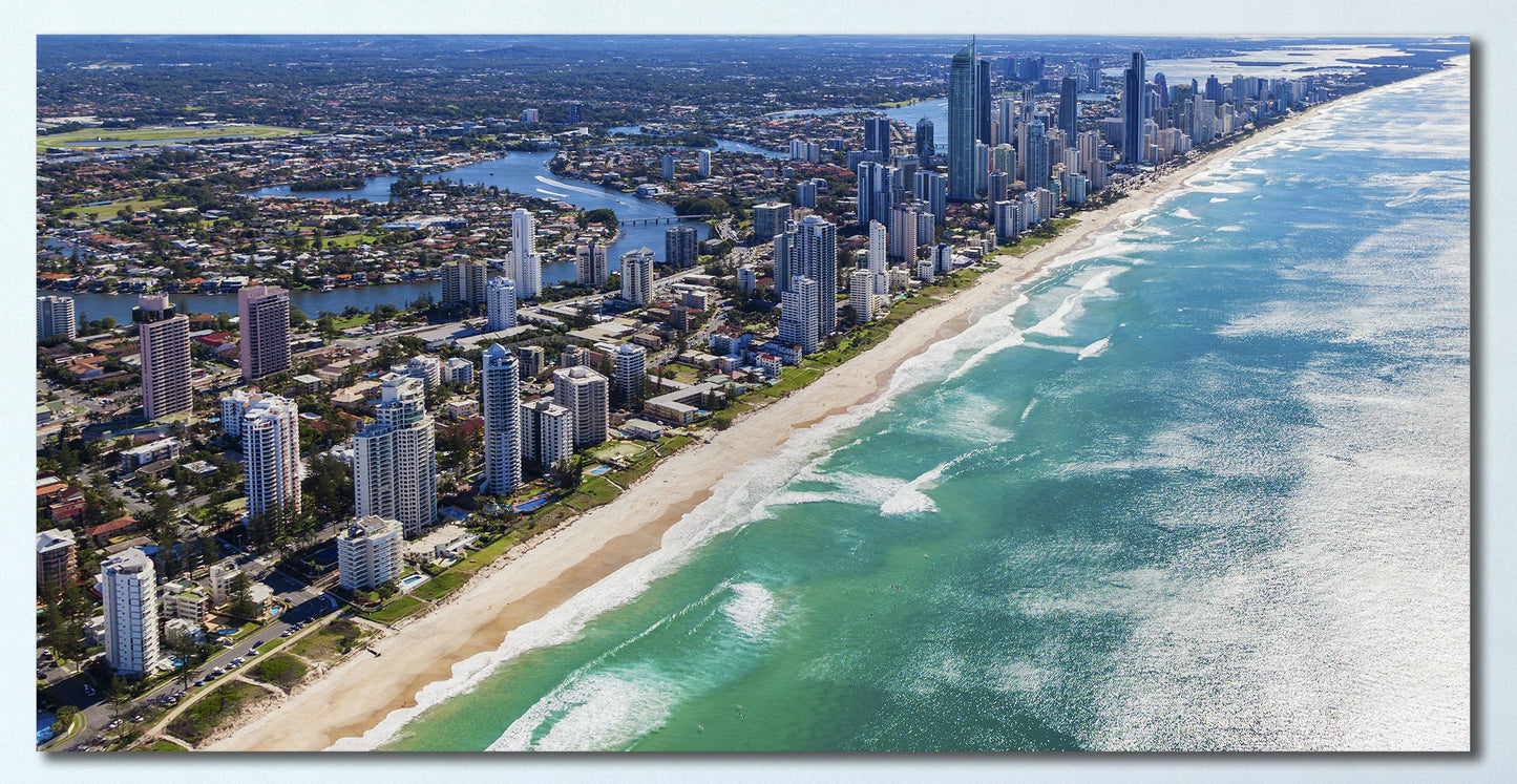 Gold Coast, Queensland, Australia Framed Canvas Leather Print