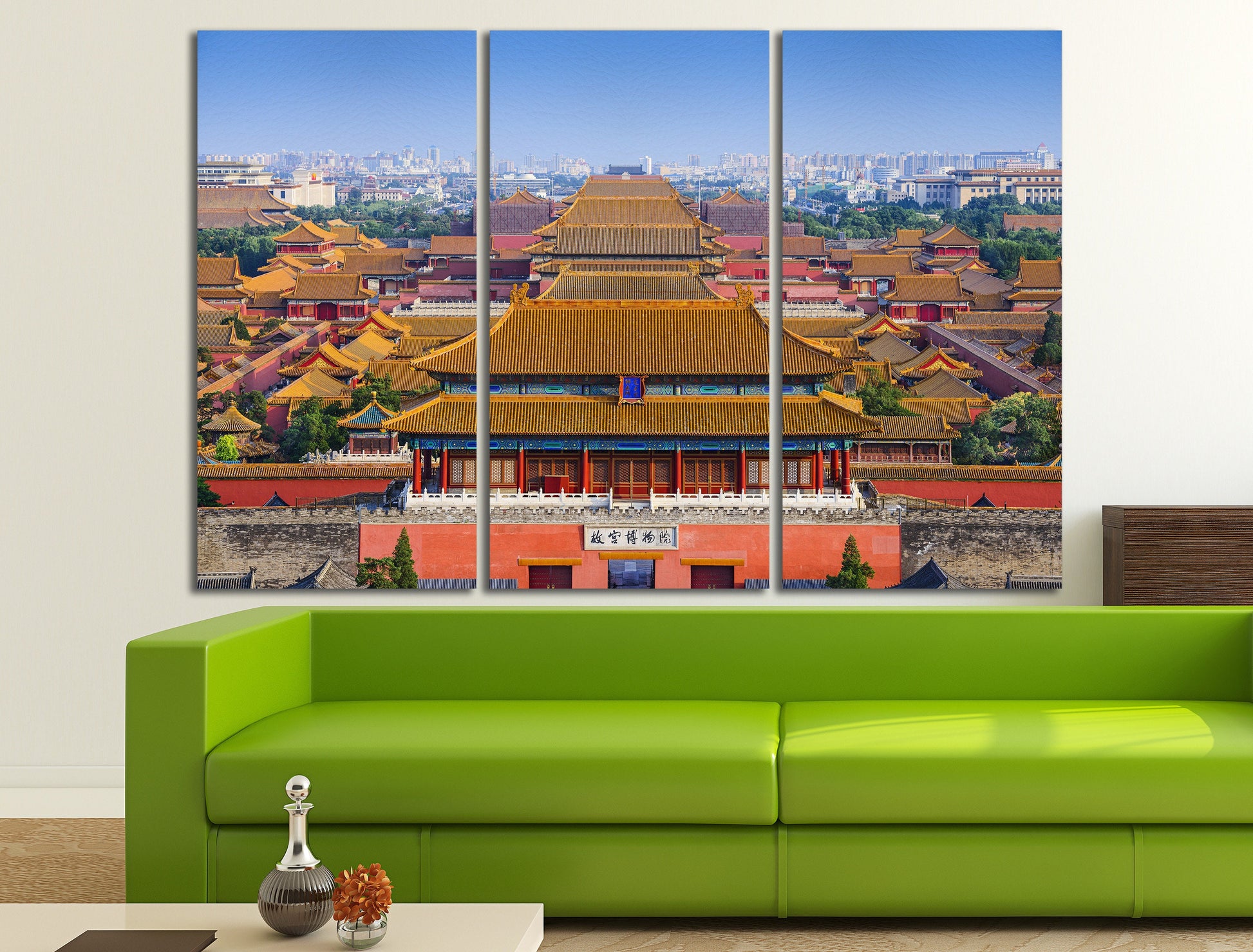 Forbidden City, Beijing, China Canvas Eco Leather Print, Made in Italy!