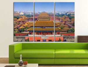 Forbidden City, Beijing, China Canvas Eco Leather Print, Made in Italy!
