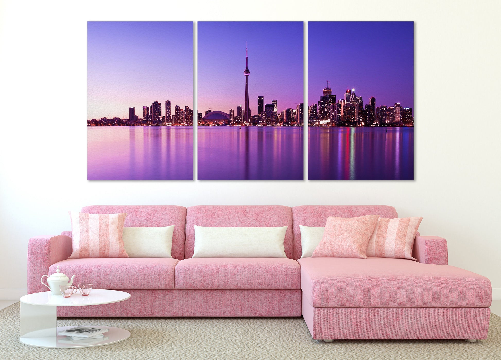 Toronto skyline canvas wall art leather print