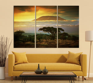 Mount Kilimanjaro Canvas Eco Leather Print, Made in Italy!