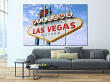 Charger l&#39;image dans la galerie, 3 Panel Welcome to Fabulous Las Vegas Framed Canvas Leather Print