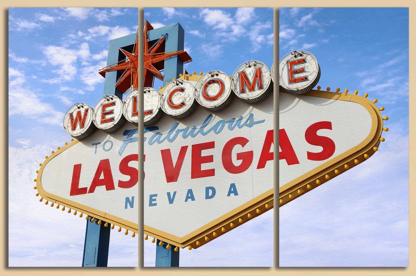 Welcome to Fabulous Las Vegas Canvas Wall Art Eco Leather Print, Made in Italy!