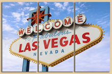 Charger l&#39;image dans la galerie, 3 Panel Welcome to Fabulous Las Vegas Framed Canvas Leather Print