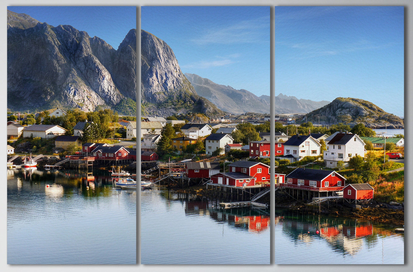 Lofoten Norway Canvas Wall Art Eco Leather Print, Made in Italy!