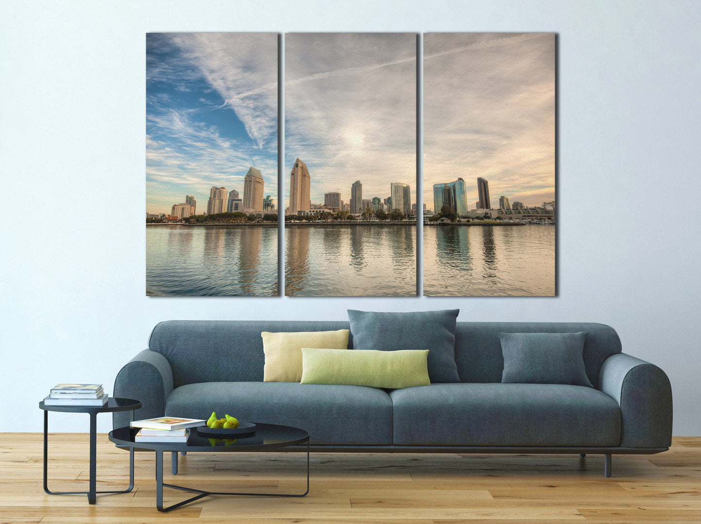 San Diego Skyline Canvas Leather Print, Made in Italy!