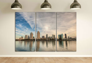 San Diego Skyline Canvas Leather Print, Made in Italy!