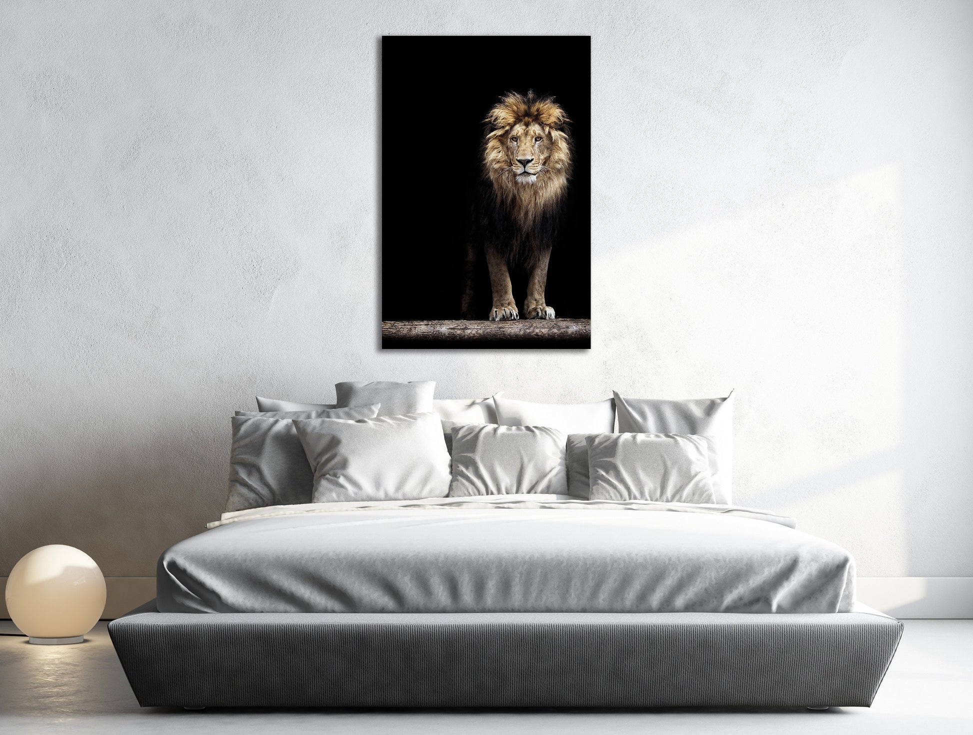 Portrait of a Lion Canvas Eco Leather Print Made in Italy