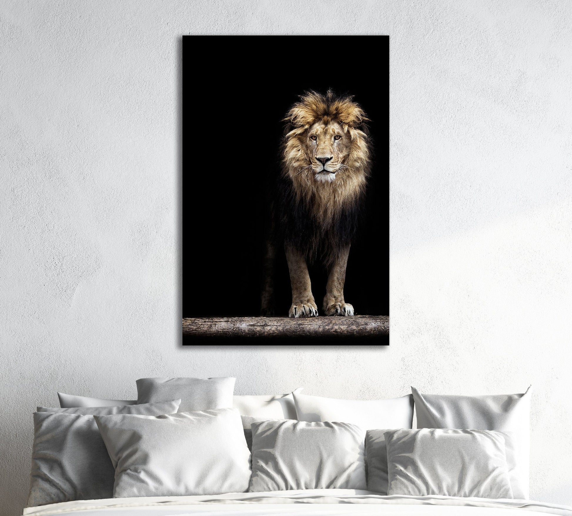 Portrait of a Lion Canvas Eco Leather Print Made in Italy