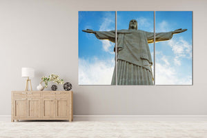 Christ the Redeemer Brazil Canvas Eco Leather Print, Made in Italy!