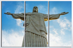 Christ the Redeemer Brazil Canvas Eco Leather Print, Made in Italy!