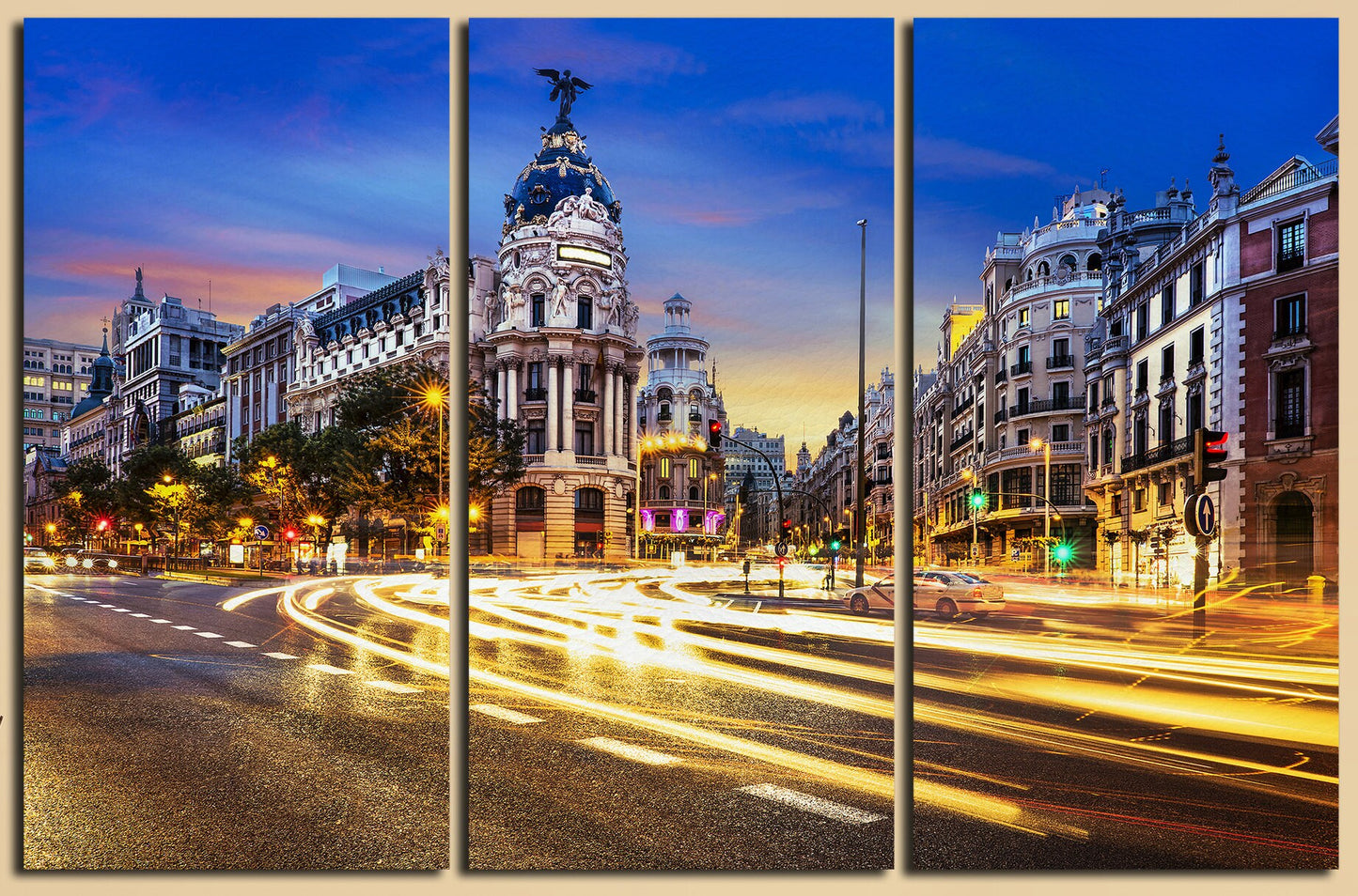 Madrid Gran Vis wall art canvas print 3 panels