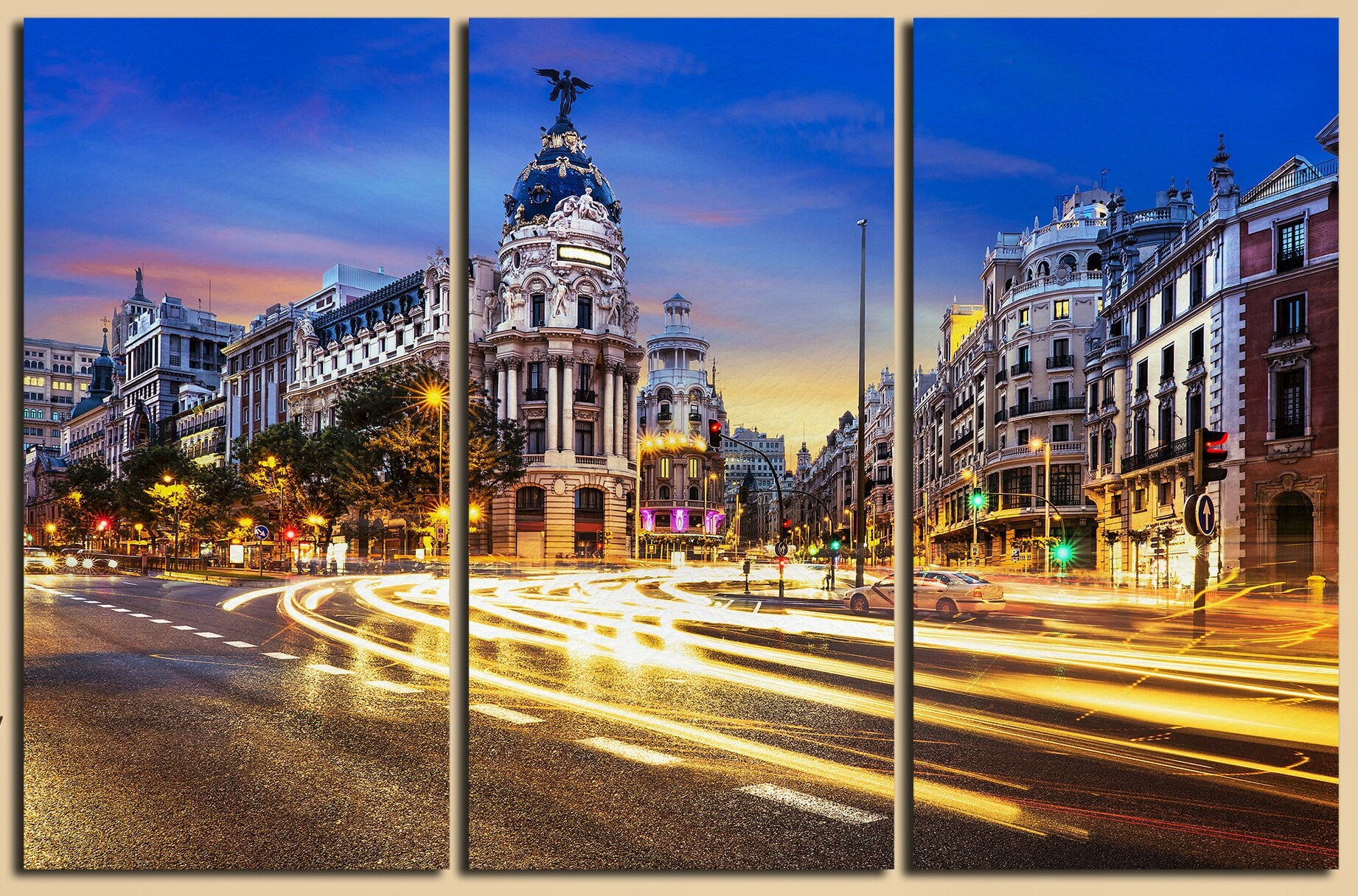 Madrid Gran Vis wall art canvas print 3 panels
