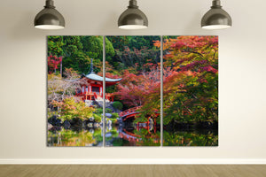 3 Panel Daigoji Temple, Kyoto, Japan Framed Canvas Leather Print