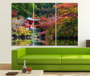 3 Panel Daigoji Temple, Kyoto, Japan Framed Canvas Leather Print