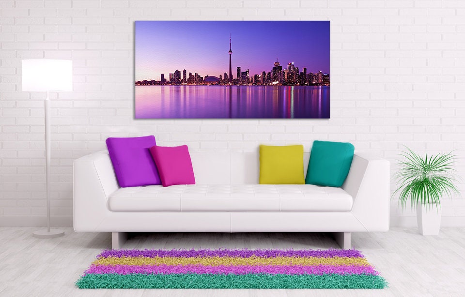 Toronto skyline canvas wall art leather print
