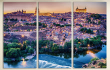 Load image into Gallery viewer, 3 Panel Toledo, Spain Framed Canvas Leather Print