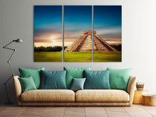 Load image into Gallery viewer, El Castillo Pyramid in Chichen Itza living room 3 panels