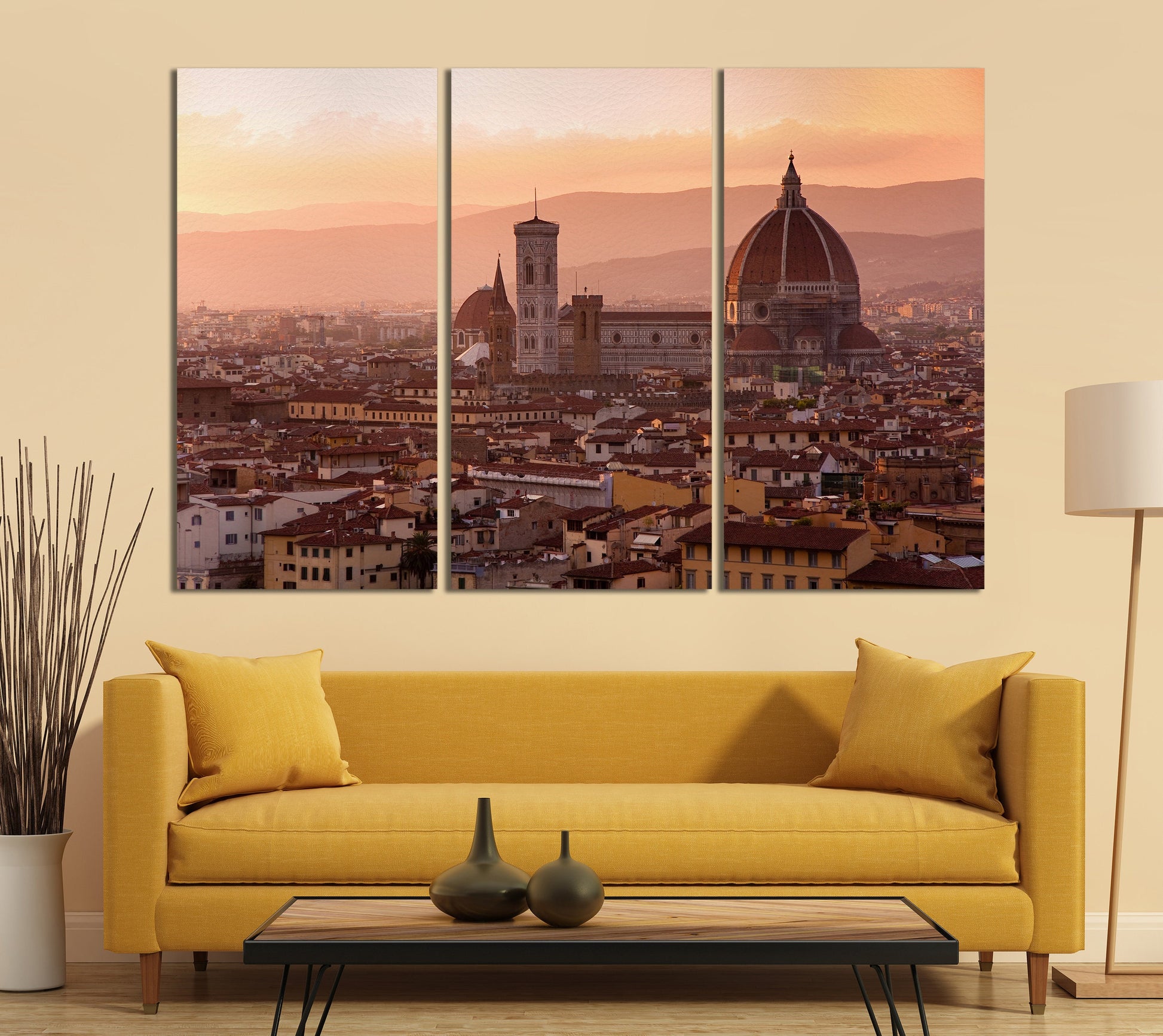 Florence Dome Canvas Eco Leather Print, Made in Italy!