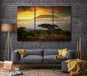 Mount Kilimanjaro Canvas Eco Leather Print, Made in Italy!