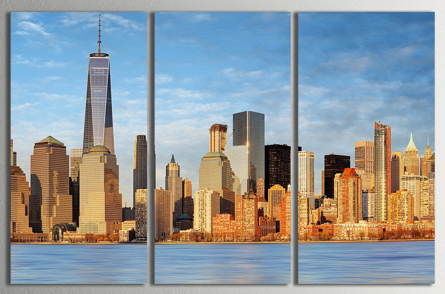 Manhattan skyscrapers and One World Trade Center Canvas Eco Leather Print, Made in Italy!