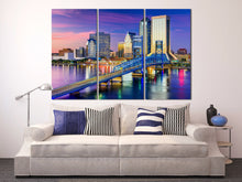 Load image into Gallery viewer, Jacksonville Florida Skyline Wall Art Canvas Eco Leather Print, Made in Italy!
