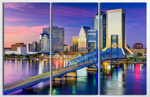 Charger l&#39;image dans la galerie, Jacksonville Florida Skyline Wall Art Canvas Eco Leather Print, Made in Italy!