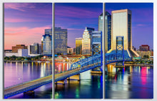 Carica l&#39;immagine nel visualizzatore di Gallery, Jacksonville Florida Skyline Wall Art Canvas Eco Leather Print, Made in Italy!