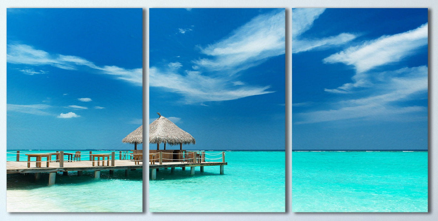 Maldives Tropical Bar Framed Canvas Print